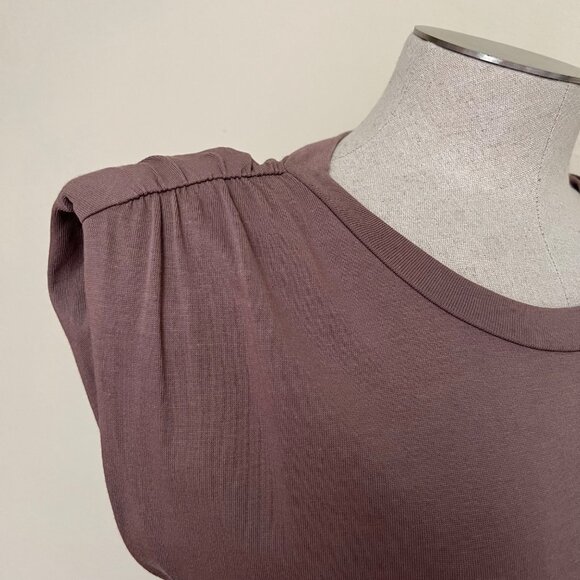 CODE x MODE Nude Beige Sleeveless Knit Dress with Shoulder Pads and Pockets SM - Picture 3 of 4